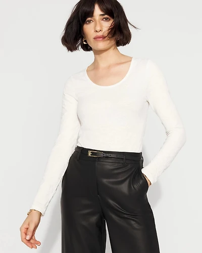 WHBM FORME™ Seamless Jacquard Scoop Neck Tee