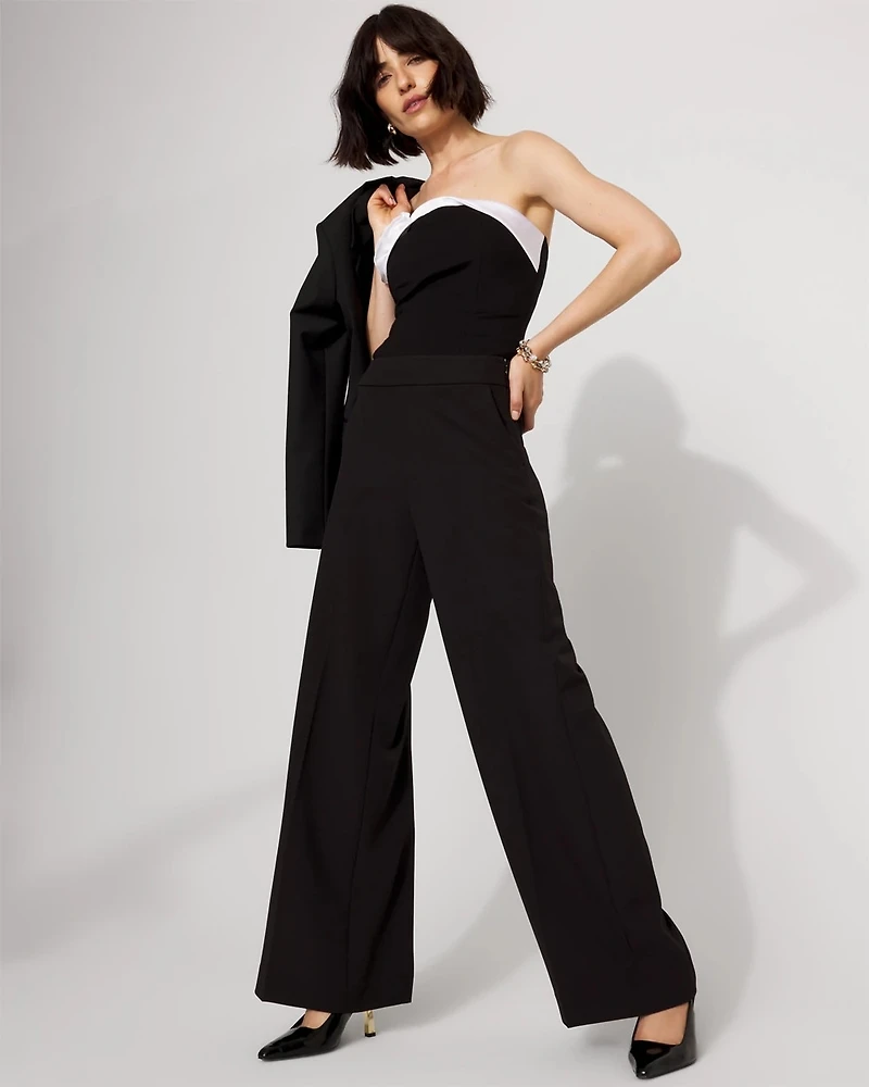 High-Rise Flat-Front Wide-Leg Pant