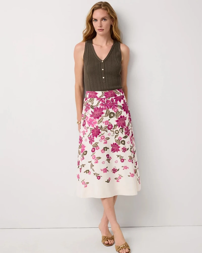 Floral A-line Midi Skirt