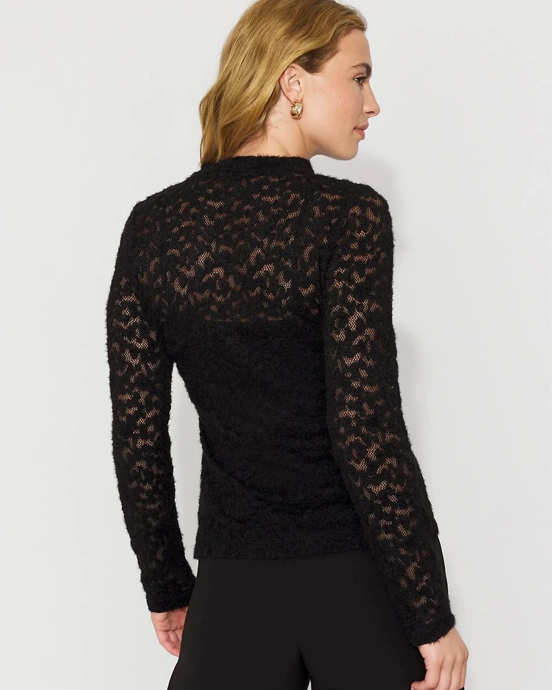 Textured Lace Mockneck Top