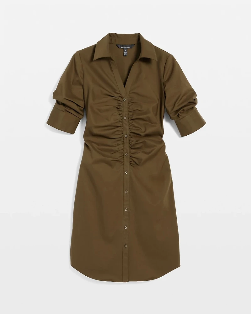 Ruched Shirt Dress