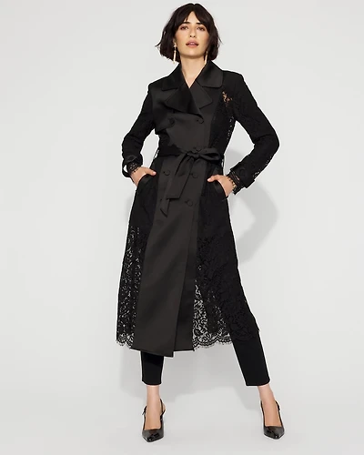 Lace + Satin Trench Coat