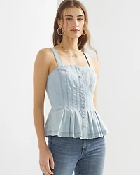 Petite Denim Peplum Top