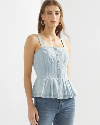 Petite Denim Peplum Top