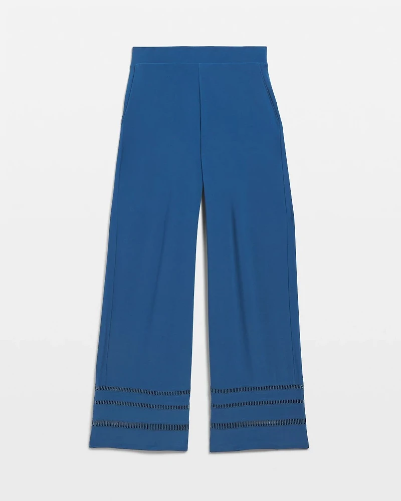 Matte Jersey Wide-Leg Ladder Trim Pant
