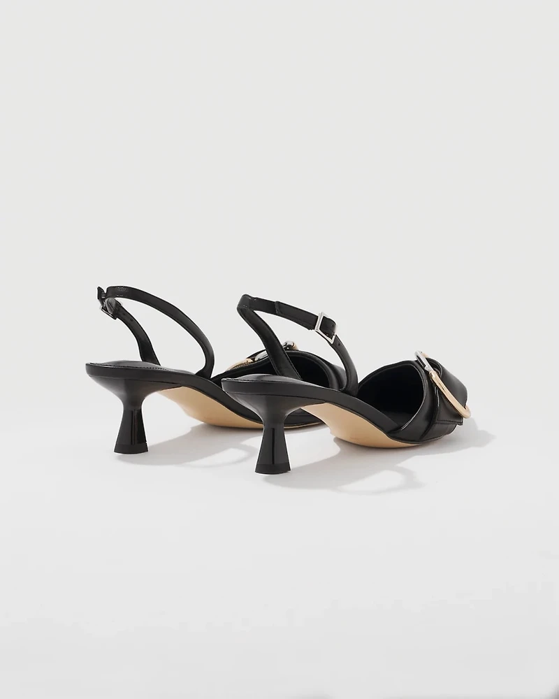 Mixed Metal Black Slingback