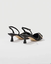 Mixed Metal Black Slingback