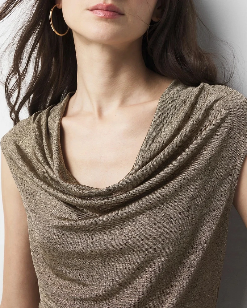 Metallic Drape Neck Top