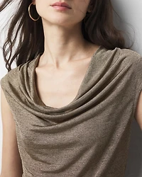 Metallic Drape Neck Top