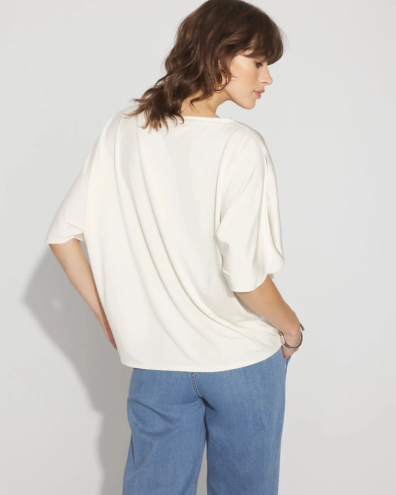 Satin + Jersey Split Sleeve Tee