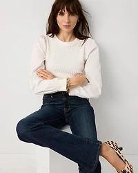 Knit + Poplin Long Sleeve Pullover