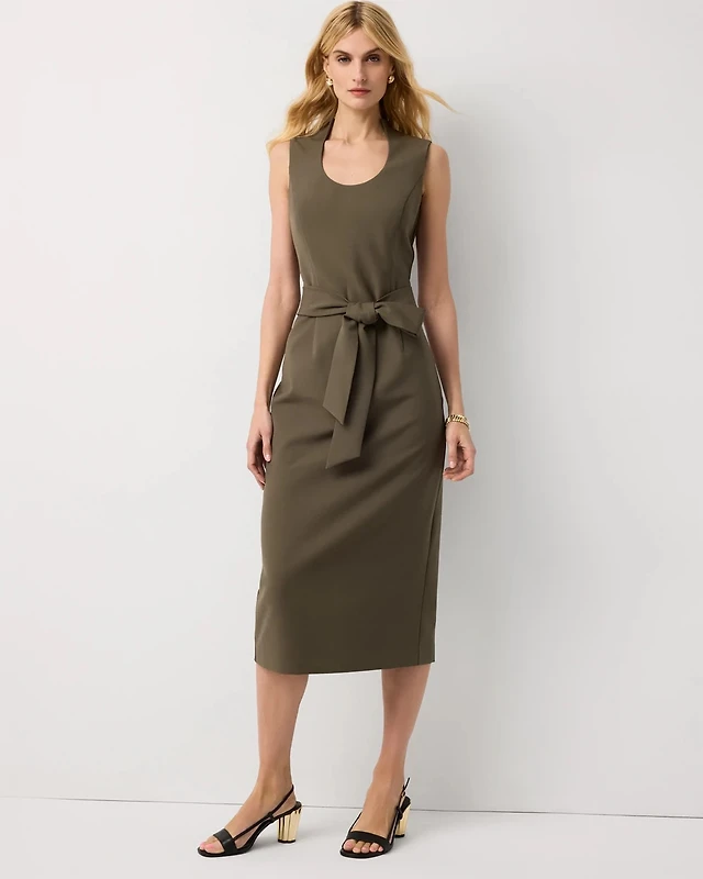 White House Black Market Petite Sleeveless Belted Sheath Dress at MarketFair Shoppes in Princeton, NJ