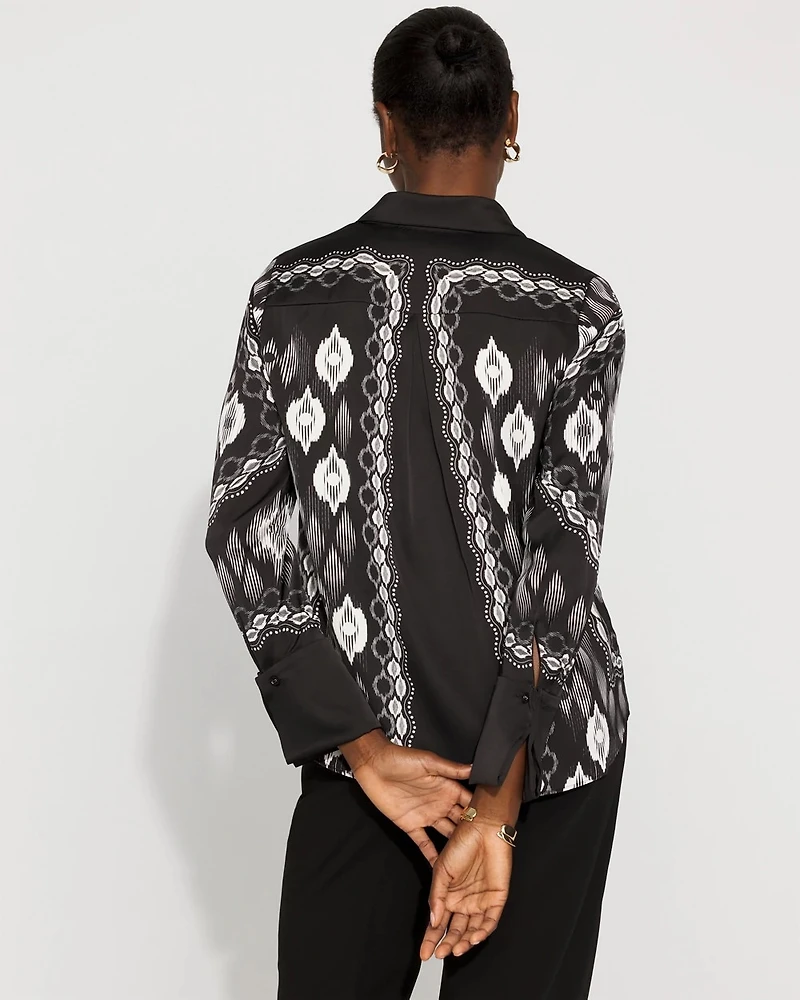 Satin Tuxedo Cuff Shirt