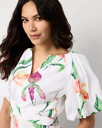 Puff Sleeve Poplin Blouse