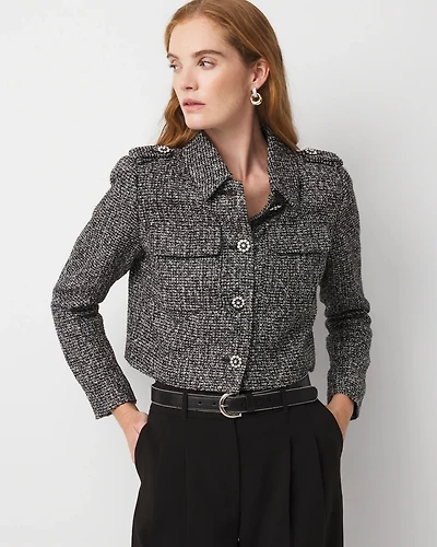 Sequin Tweed Trucker Jacket