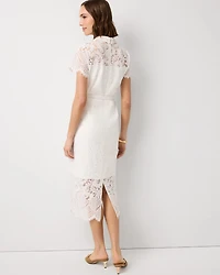 Button-Front Lace Midi Dress