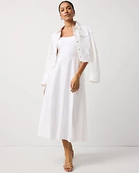 Embroidered Cotton Midi Dress