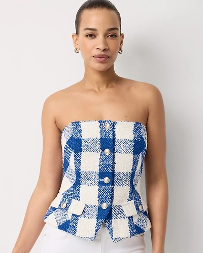 Petite Bouclé Plaid Bustier