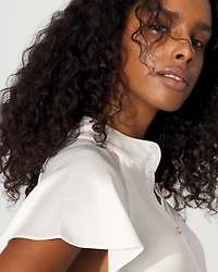 Flutter-Sleeve Satin Shirt