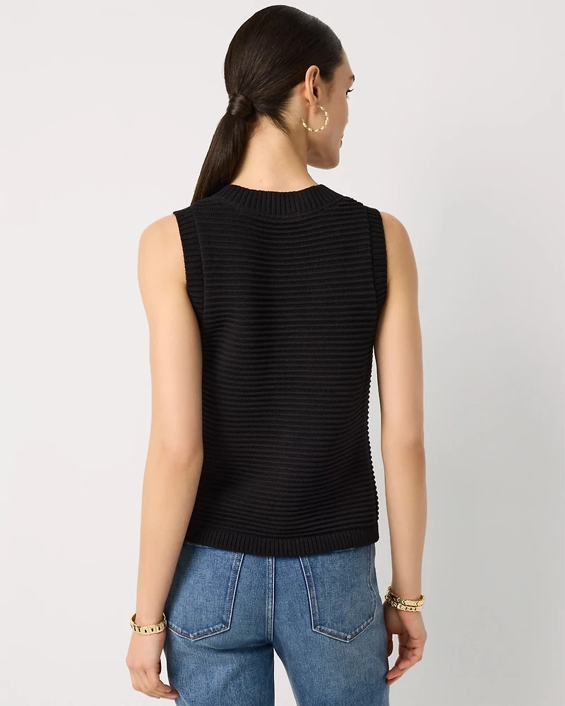 Button Front Rib Knit Vest