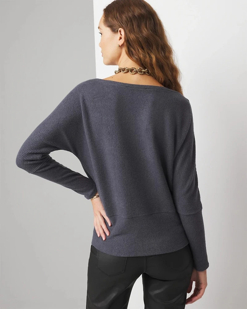Off-The-Shoulder Ribbed Knit Pullover