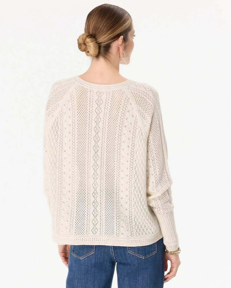 Pointelle V-neck Pullover