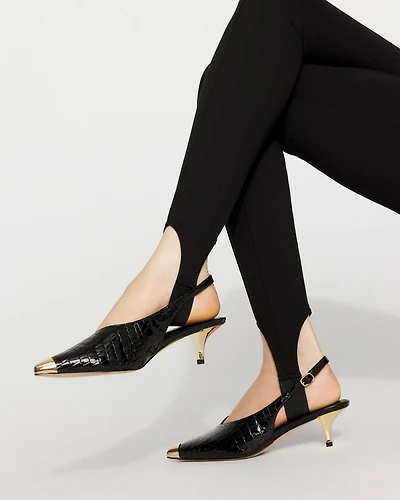 Capped Toe Faux Croc Slingback