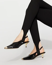 Capped Toe Faux Croc Slingback