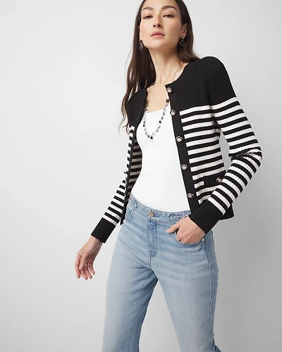 Striped Ribbed Cardigan