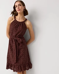 Eyelet Cotton Halter Dress