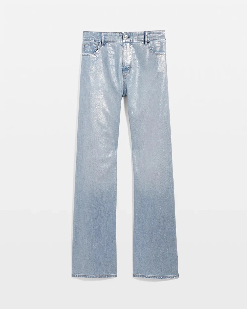 Petite Clear Coated Extra High Rise Palazzo Jeans
