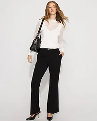 Sheer Sleeve Mockneck Pullover Sweater