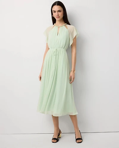 Chain + Keyhole Detail Midi Dress