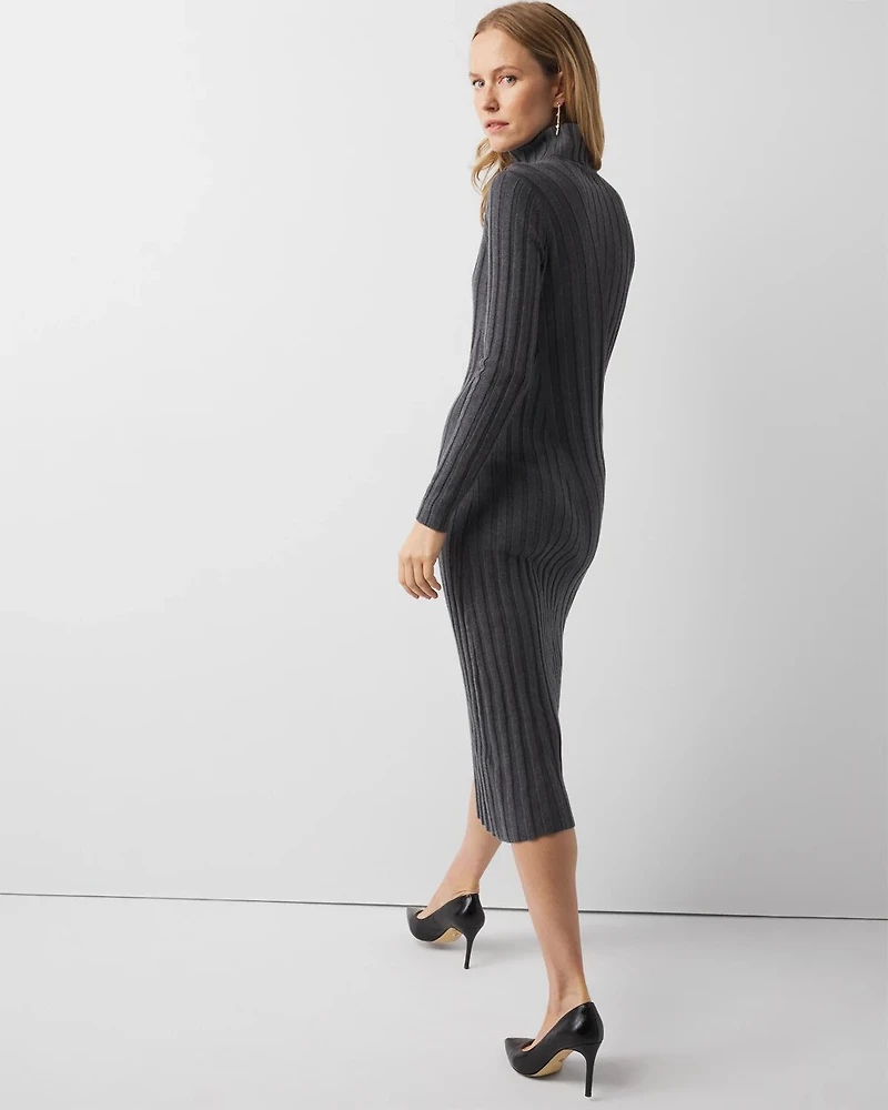 Ribbed Turtleneck Sweater Dress
