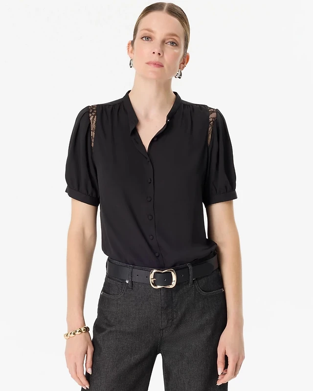 Lace Inset Crepe Blouse