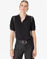 Lace Inset Crepe Blouse