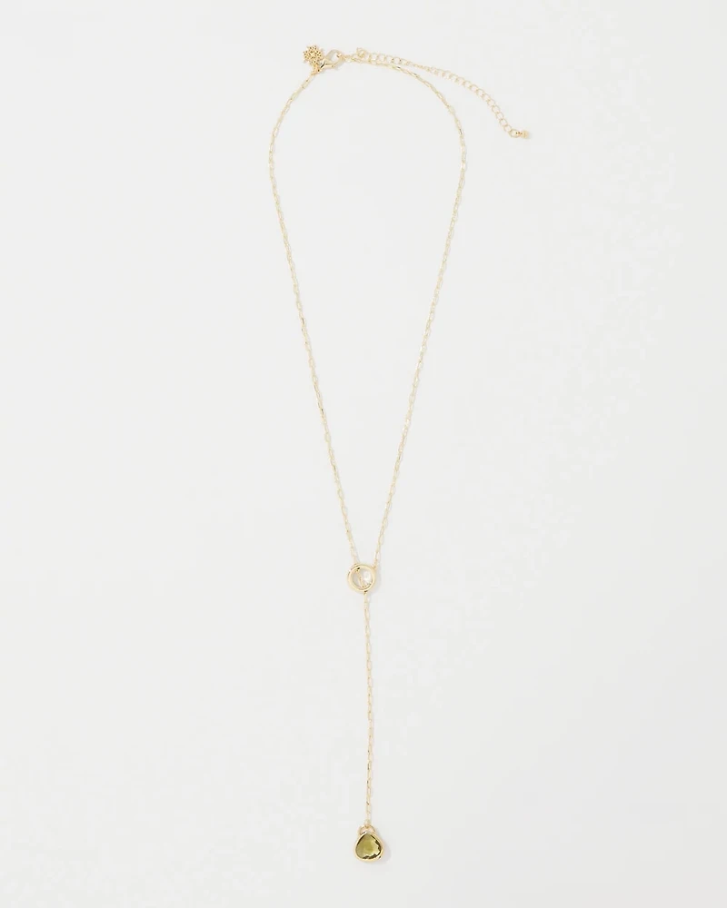Olive + Gold Y Necklace