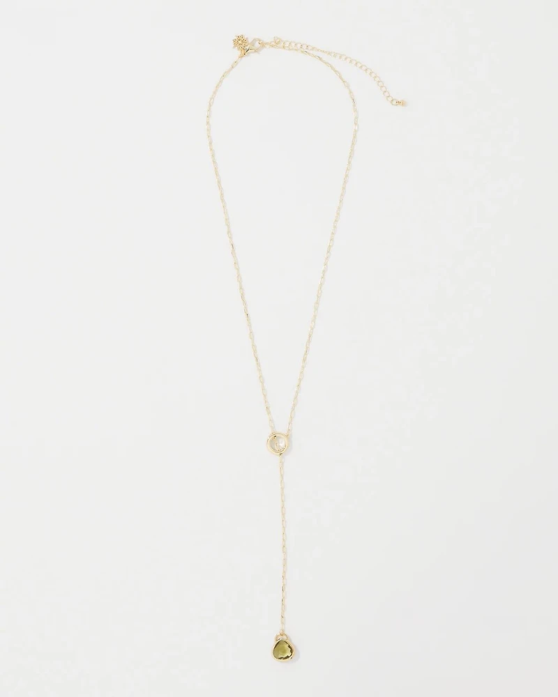 Olive + Gold Y Necklace