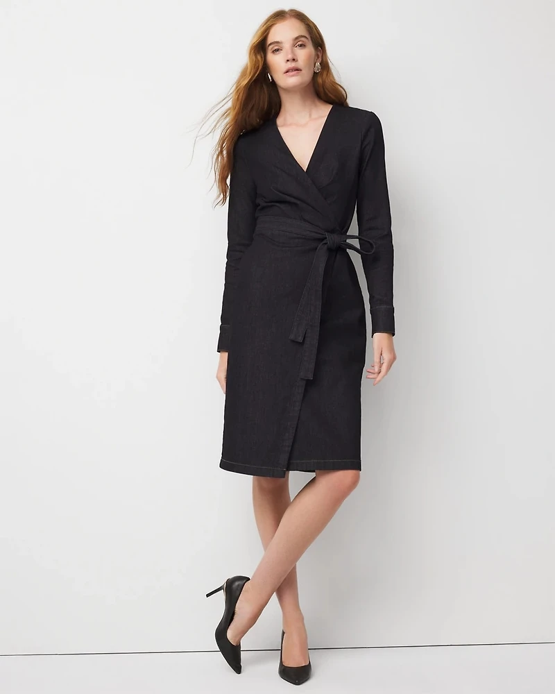 Denim Wrap Midi Dress