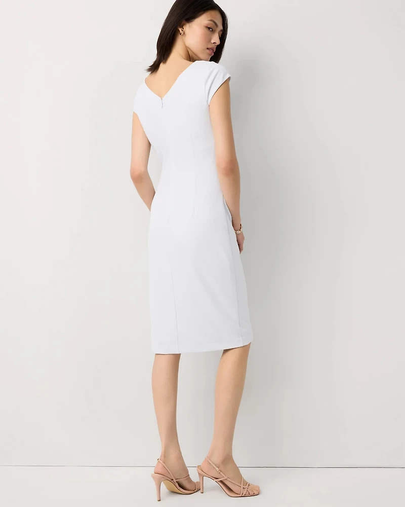 Cap Sleeve Draped Sheath Dress