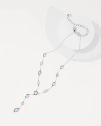 Denim Blue Glass Stone Y-Necklace