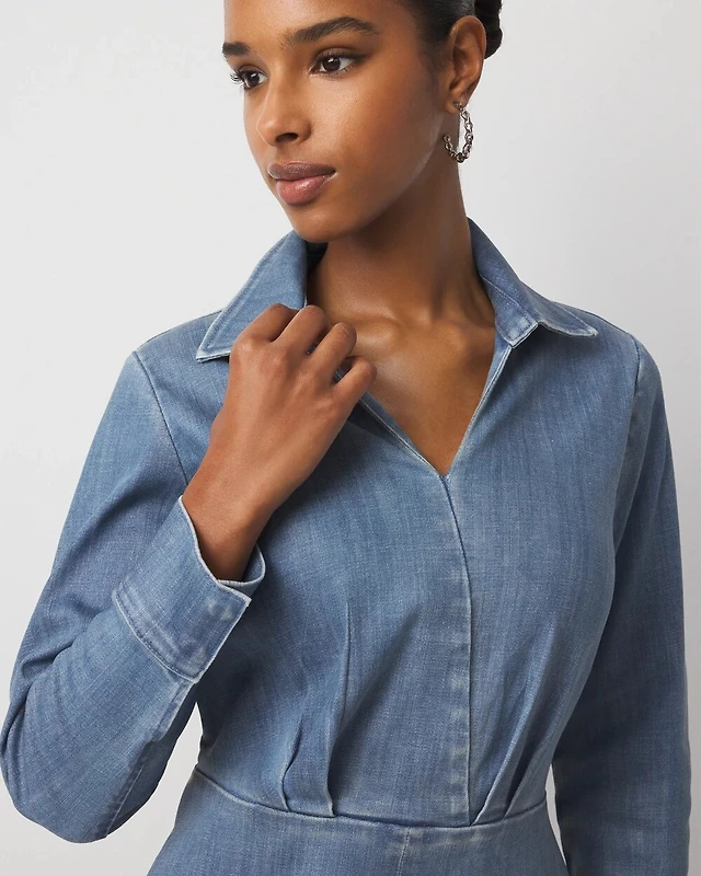 lina italian denim midi dress Banana Republic Lina Italian Denim Midi Dress