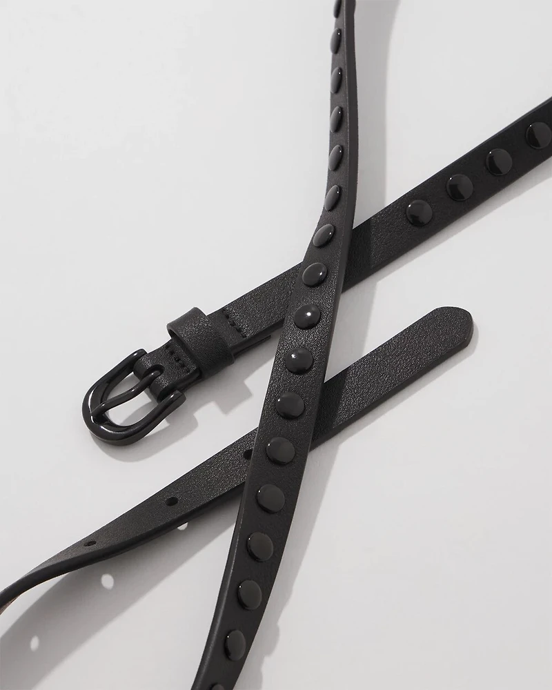Faux Leather Studded Belt
