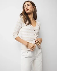 Textured Striped Sweater Cardigan