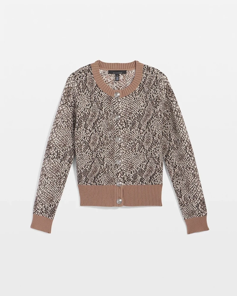 Petite Snake Print Button-Front Cardigan