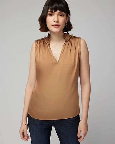 Satin Ruched Neck Shell