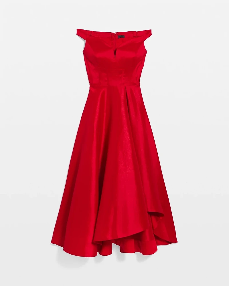 Off-The-Shoulder Taffeta Midi Dress