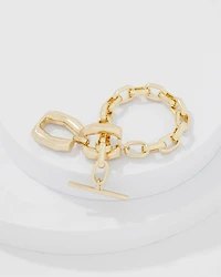 Gold Double Links Toggle Bracelet