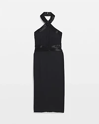 Embellished Halter Midi Dress