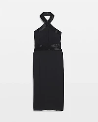 Embellished Halter Midi Dress